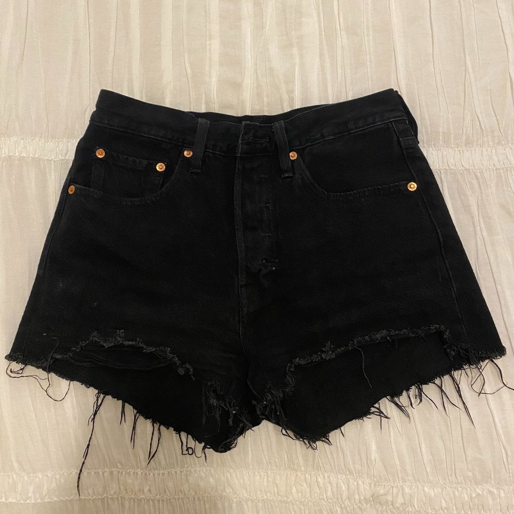 Levi's Black Denim 501 High-Rise Shorts